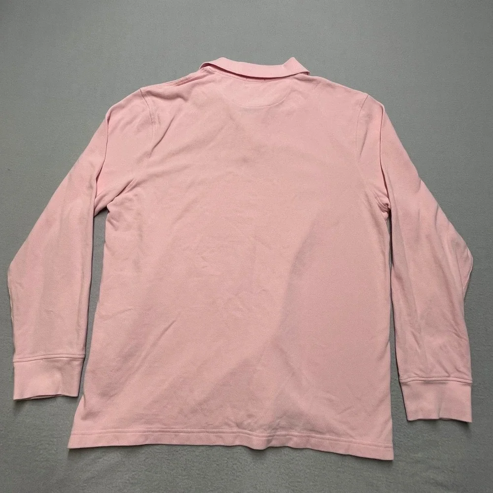 J Crew oarsman Mens Pink Long Sleeve Polo Shirt Size L Cotton Collared Casual‎